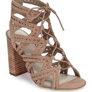 1.STATE Kayley Nude Suede Heel Sandals size 8.5